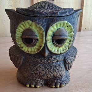 Vintage 1970s Sittre Ceramics Dual Suded Owl Kitchen Canister